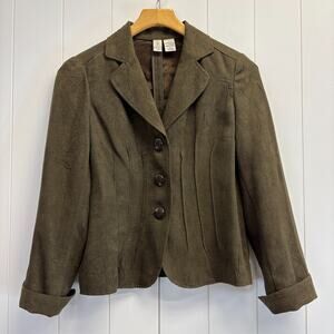 REQ Petite Womens Classic Career Office Faux Suede Top Size PM Professional Chic